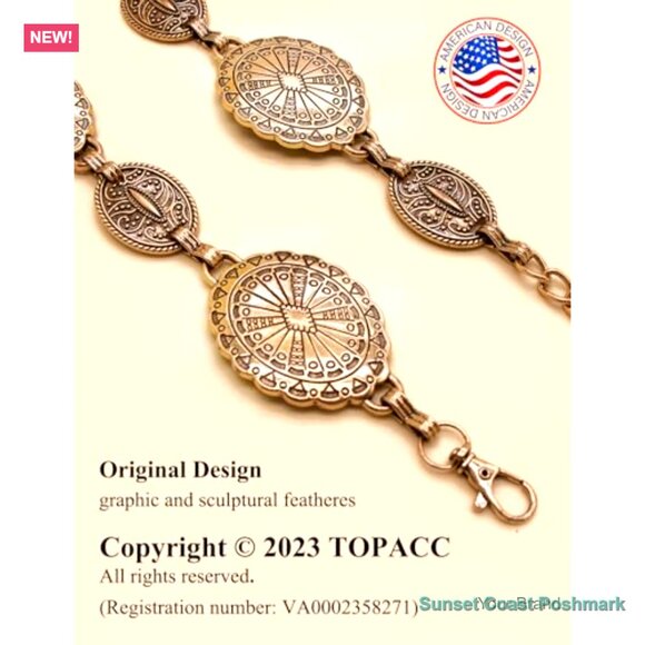Large Western Concho Metal Link Chain Belt for Women Cowgirl WAYLIT Western-Concho-Belt-Women Cowgirl-Metal-Belts Vintage  main image 2